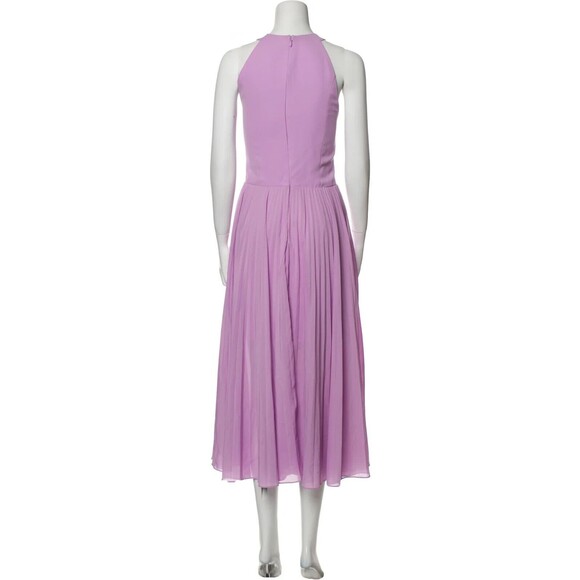 DESIGNER HALSTON HERITAGE PURPLE CREW NECK SLEEVELESS PLEATED A LINE DRESS 12.R - Picture 5 of 15